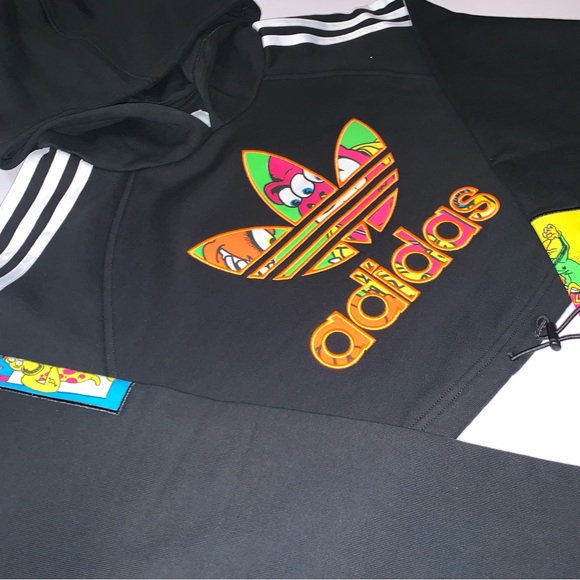 Adidas Originals x Jeremy Scott Women's Black Cropped Hoodie-Size L New - Picture 3 of 11